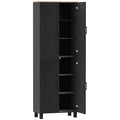 Armoire de cuisine hauteur 170 cm buffet haut avec 4 portes et étagères ajustable, design moderne, noir-0