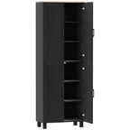 Armoire de cuisine hauteur 170 cm buffet haut avec 4 portes et étagères ajustable, design moderne, noir-0