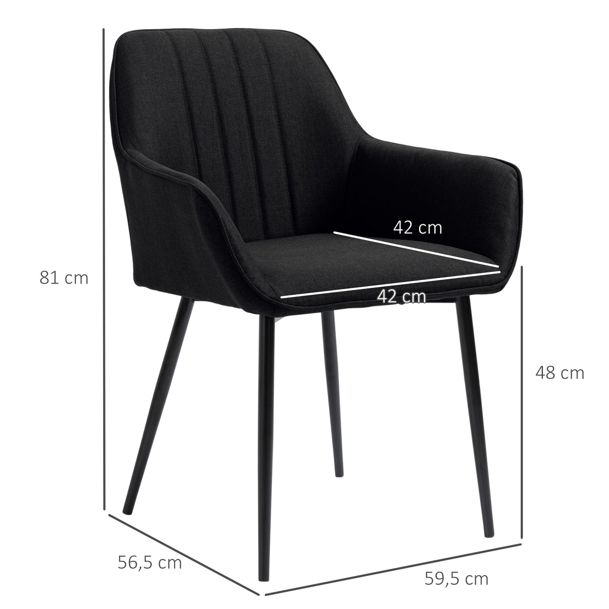 Chaises de Salle à Manger Chaises de Visiteur Design scandinave - Lot de 2 chaises - Pieds effilés métal Noir-2