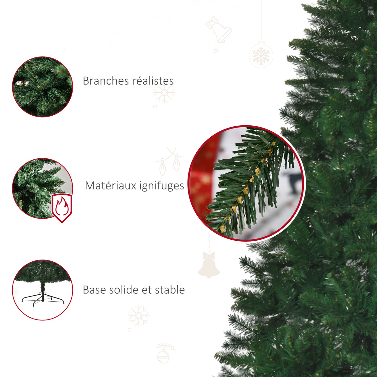 Sapin de Noël Artificiel 240H cm 1499 Branches épines Imitation Nordmann Grand réalisme Vert-6