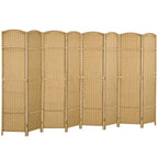 Paravent interieur en bois 8 panneaux 320 x 170 cm séparateur de pièce pliable pour salon, chambre à coucher, naturel-0