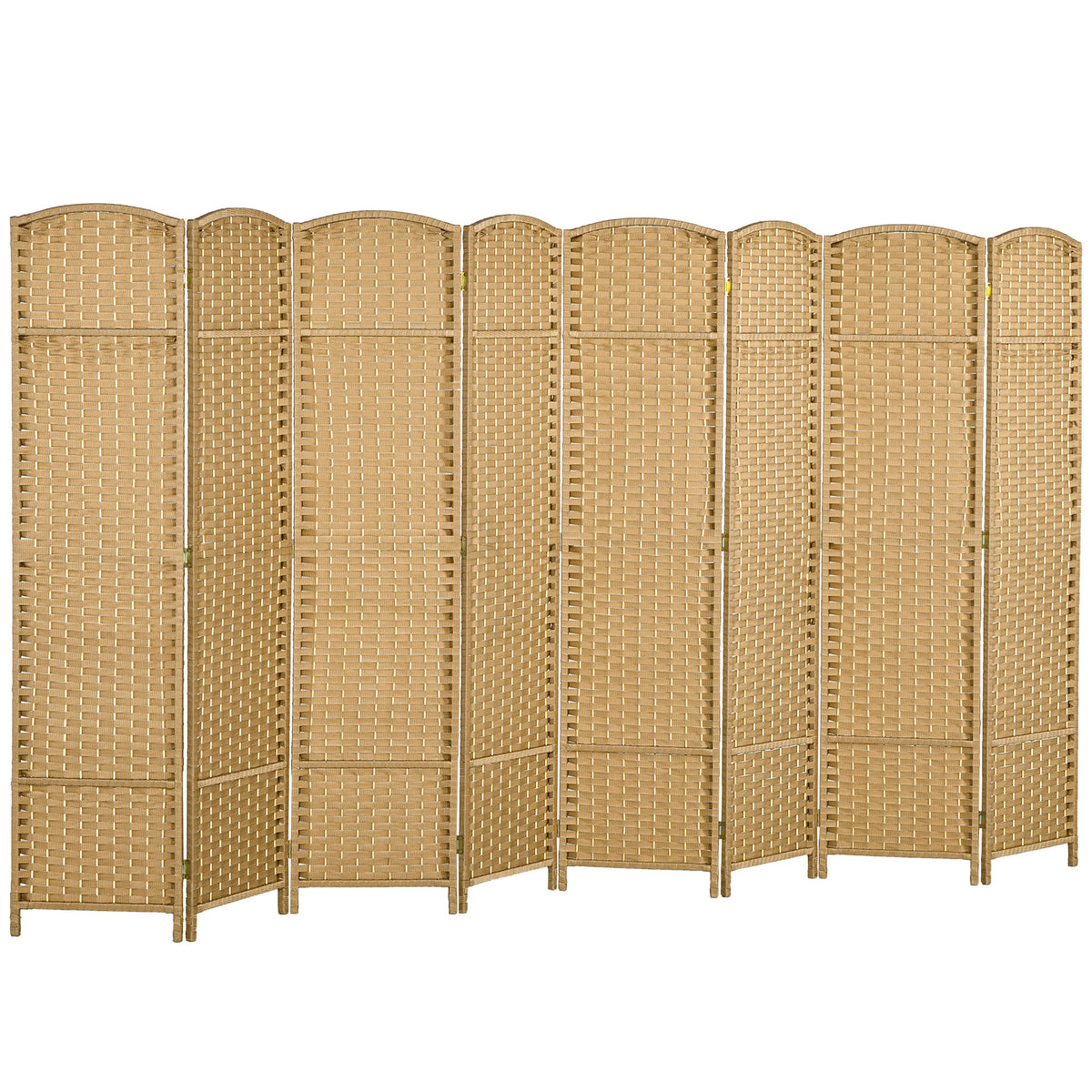 Paravent interieur en bois 8 panneaux 320 x 170 cm séparateur de pièce pliable pour salon, chambre à coucher, naturel-0