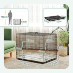 Cage pour chien cage de transport pour chien pliable avec 2 portes plateau amovible coussin lavable 75x48,5x53cm noir-2