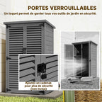 Armoire de Jardin Remise Pour Outils en Bois 2 Étagères Toit Bitumé Portes Persiennes Verrouillable 75 x 50 x 118cm Gris-6