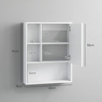 Armoire murale salle de bain avec miroir, meuble salle de bain, 5 compartiments et étagère réglable, 60x15x76cm, blanc-2