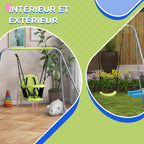 Balançoire portique balançoire 2 en 1 pour bébé ceinture de sécurité à 5 points intérieure extérieure vert-5