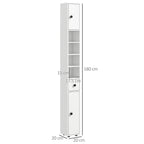 Colonne de rangement armoire haute pour salle de bain 1 tiroir 4 étagères réglables et 2 placards 20 x 20 x 180 cm blanc-2