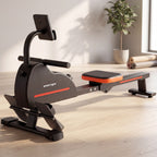 Rameur Musculation d'Appartement Bluetooth Connecté Kinomap & Zwift 16 Niveaux Résistance Silencieux 135x42x72cm Rouge-1
