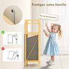 Meuble de rangement en bambou meuble de salle de bain étagère panier à linge basculant 40x30x95cm effet bois naturel-6