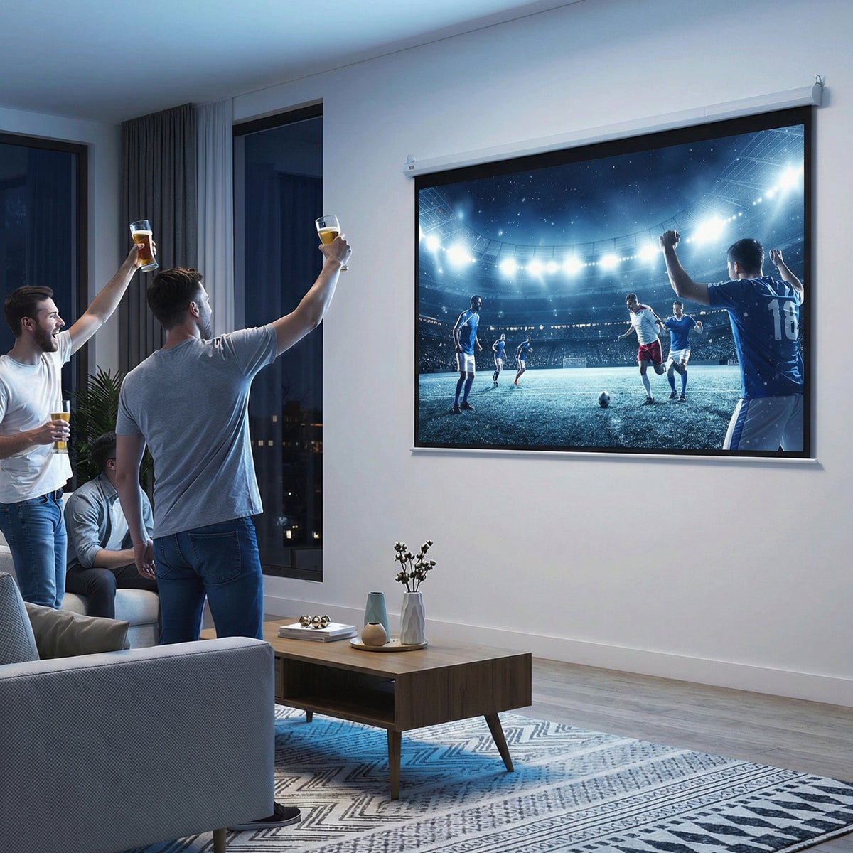 Écran vidéoprojecteur 84 Pouces, 4:3 4K HD écran de projection motorisé et électrique, écran de projection tv et home cinéma, montage mural ou plafond, panneau de commande et télécommande-1