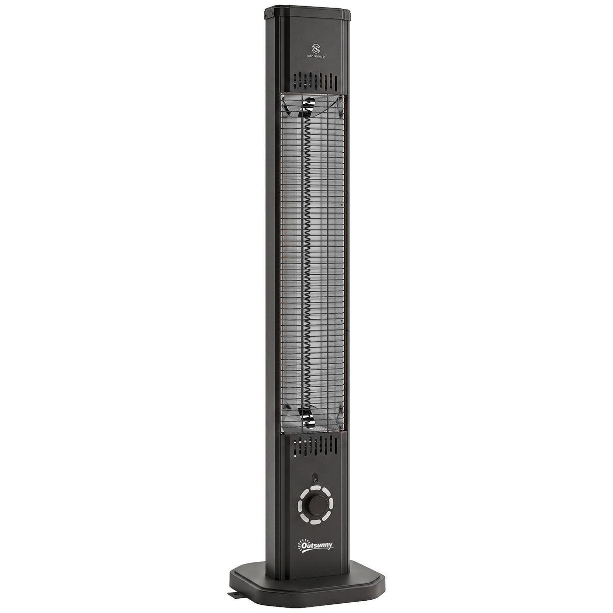 Radiateur Infrarouge sur Pied ou Mural 2000 W, IP65, Télécommande, 8 Niveaux, Minuterie, Housse, 30,5x25x104,6cm, Noir-0