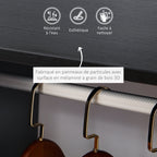 Lot de 2 portants à vêtements penderie mobile avec roulettes 2 niches + Grand Espace penderie en bois noir-3