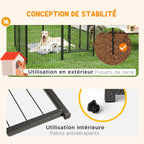 Parc pour chien, enclos chien 16 panneaux modulable et pliable, portable en acier avec portes 80 x 60 gris-6