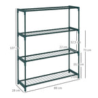 Étagère à fleurs supports porte plante 4 niveaux, intérieur et extérieur en acier, dim. 89L x 28l x 107H cm, vert-2