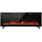 Cheminée Électrique Encastrable Murale ou à Poser 3 en 1 Cheminée Décorative Extra-Plat 900W/1800W Effet Flamme 3D Noir-0