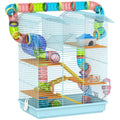Cage pour hamster souris petit animaux rongeur avec tunnel mangeoire roue jouet 47 x 30 x 59 cm bleu clair-0