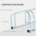 Râtelier 5 vélos range-vélos support de rangement pneu 65 mm sol ou mural pour VTT enfants BMX 145 x 33 x 27 cm acier argent-7