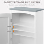 Meuble wc suspendu armoire à pharmacie murale armoire salle de bain rangement avec porte et étagère réglable - 41 x 18,5 x 52 cm - MDF - blanc-4
