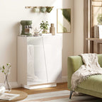Buffet meuble de rangement avec placard double porte et étagère réglable, 70 x 40 x 88 cm, blanc brillant-7