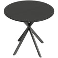 Table à Manger Ronde pour 2 Personnes avec Plateau Aspect Bois et Piètement Croisé en Acier, Noir-0