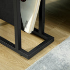 Table d'appoint étroite, bout de canapé en métal avec porte-revues et plateau en verre trempé, 40 x 18 x 55,5 cm, noir-7