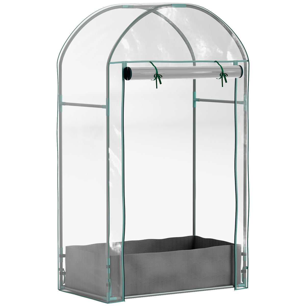 Mini serre de jardin serre balcon avec sac de plantation et housse en plastique renforcé, porte enroulable, transparente-0