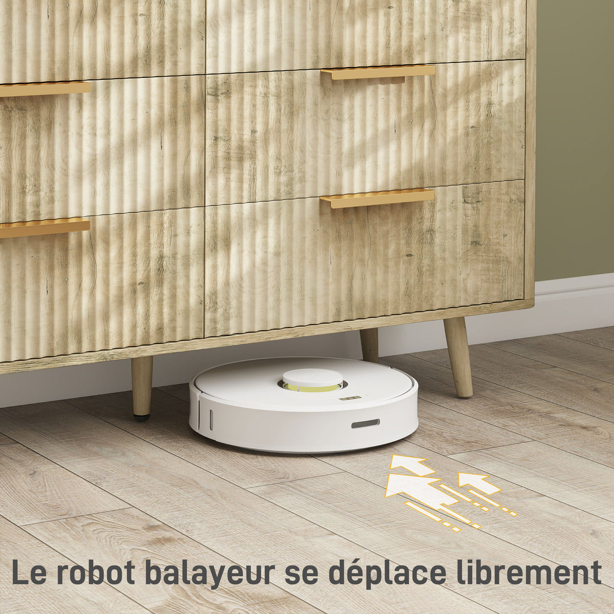 Commode 6 tiroirs scandinave avec poignées et pieds de pin, pour chambre à coucher, salon, couloir, 120x40x76cm, chêne-4
