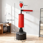 Sac frappe pieds punching ball brunier 3 1 ballon vitesse bras flexible rotatif haut. réglable cm noir rouge-2