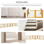 Barrière de sécurité pour chien barrière pliable à 6 panneaux avec pieds amovibles 432 x 36 x 70 cm jaune-3
