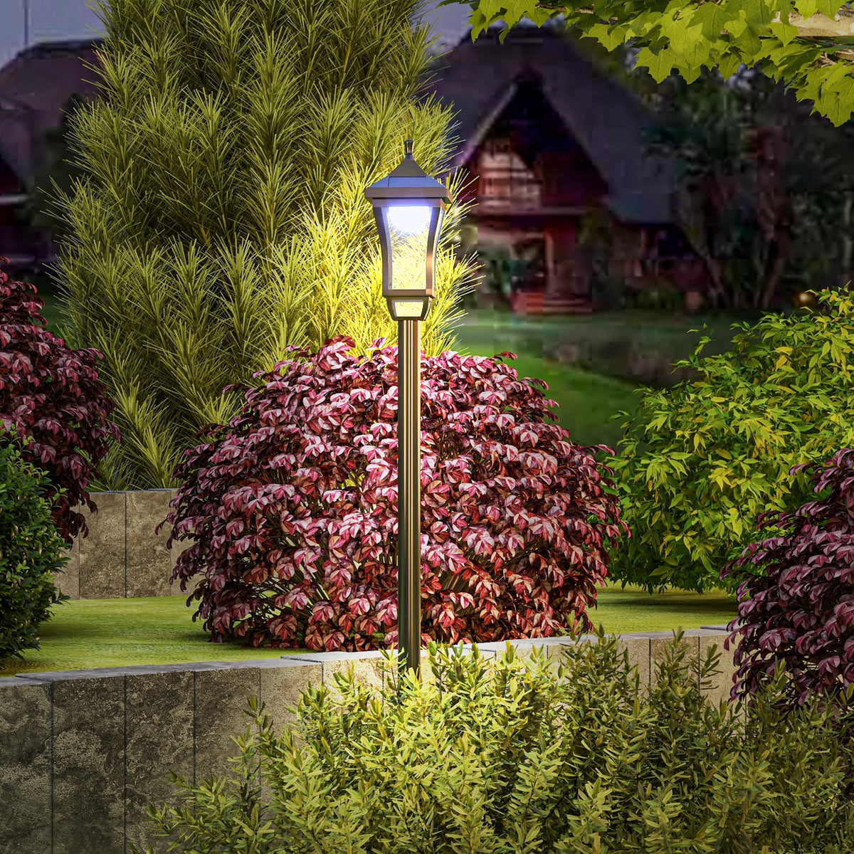 Luminaire extérieur lampadaire sur pied solaire lampadaire lanterne classique LED 30 Lm 15 x 15 x 127 cm noir-9