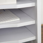 Lot de 2 organiseurs bureau bois blanc avec couches fournitures support d'imprimante dim. 35,5L x 25l x 28,6H cm-8