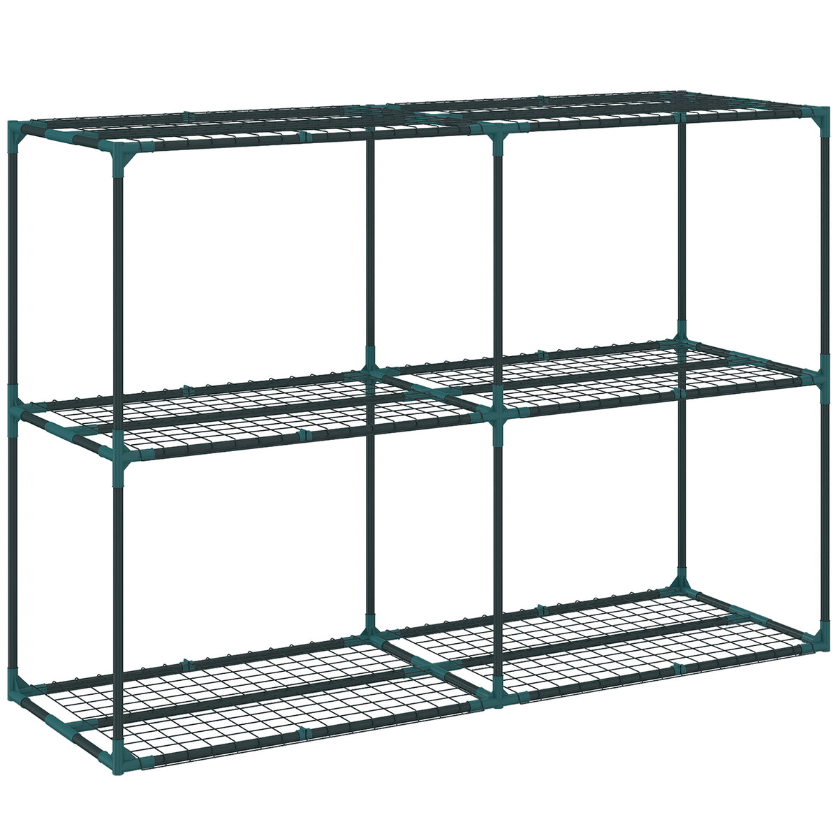 Étagère à Fleurs 3 Niveaux en Acier, Support à Plantes Intérieur Extérieur, Charge 20 kg, 143 x 48 x 100 cm, Vert Foncé-0
