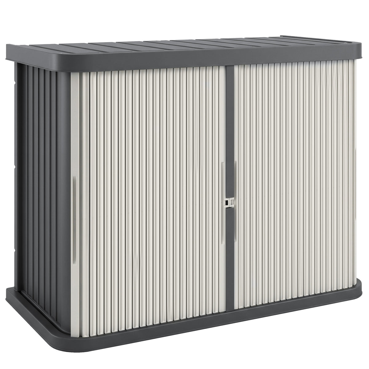 Coffre de Rangement Extérieur 480 L, 2 Niveaux avec Portes Coulissantes Résistant aux UV, 120,5x59,5x92cm, Gris-0