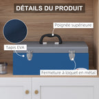 Caisse boite à outils en métal transportable avec 3 poignées, 2 loquets, dim. 50L x 26l x 18,5H cm, bleu-3
