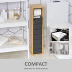 Support Papier Toilette - Porte-Papier Toilette - 2 Niveaux MDF Gris Bambou-5