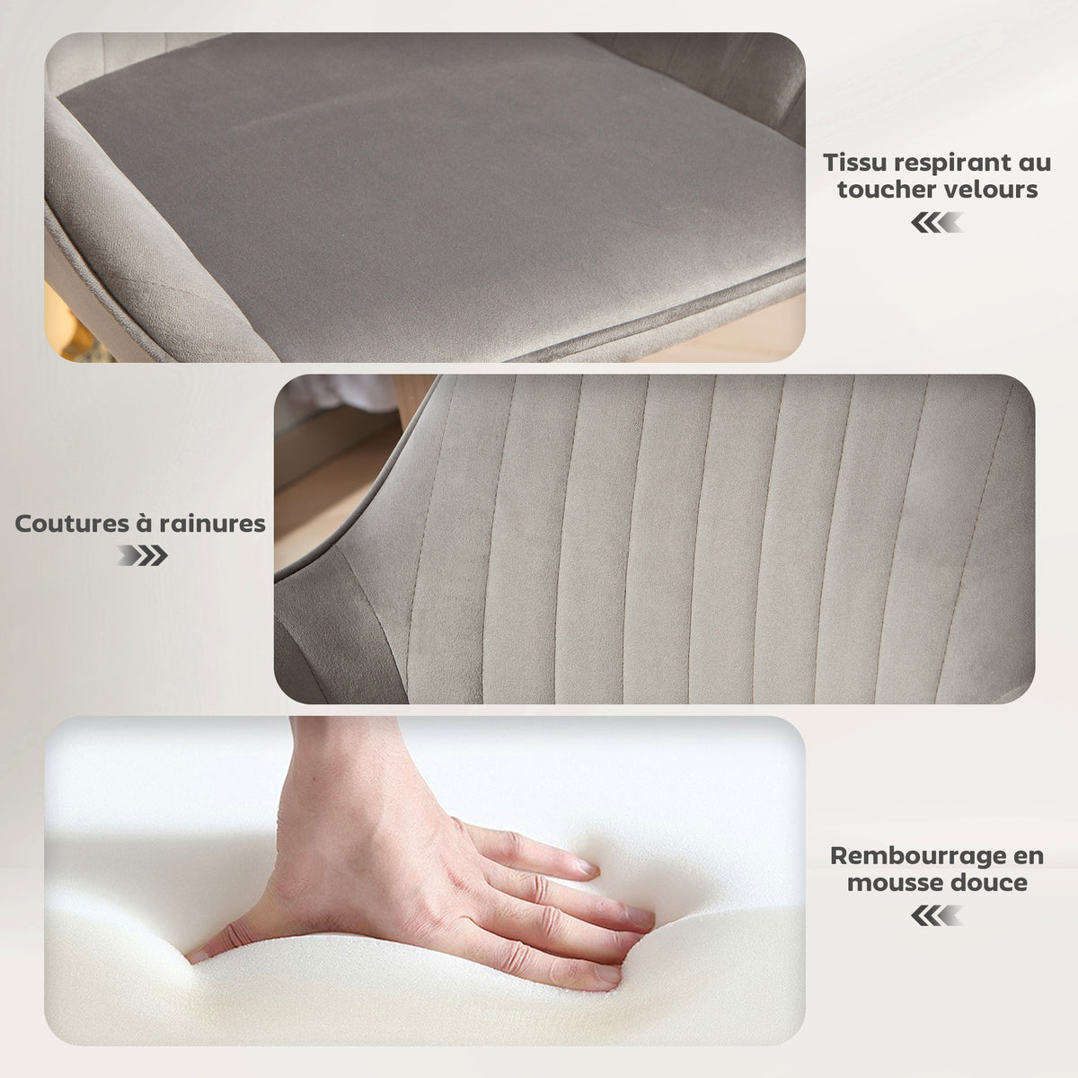 Lot de 2 tabourets de bar, chaises de bar en velours avec dossier, repose-pieds, hauteur réglable et pivotante gris-5
