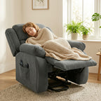 Fauteuil releveur électrique massage et chauffage avec repose-pied, dossier inclinable, télécommande et poche latérale-7