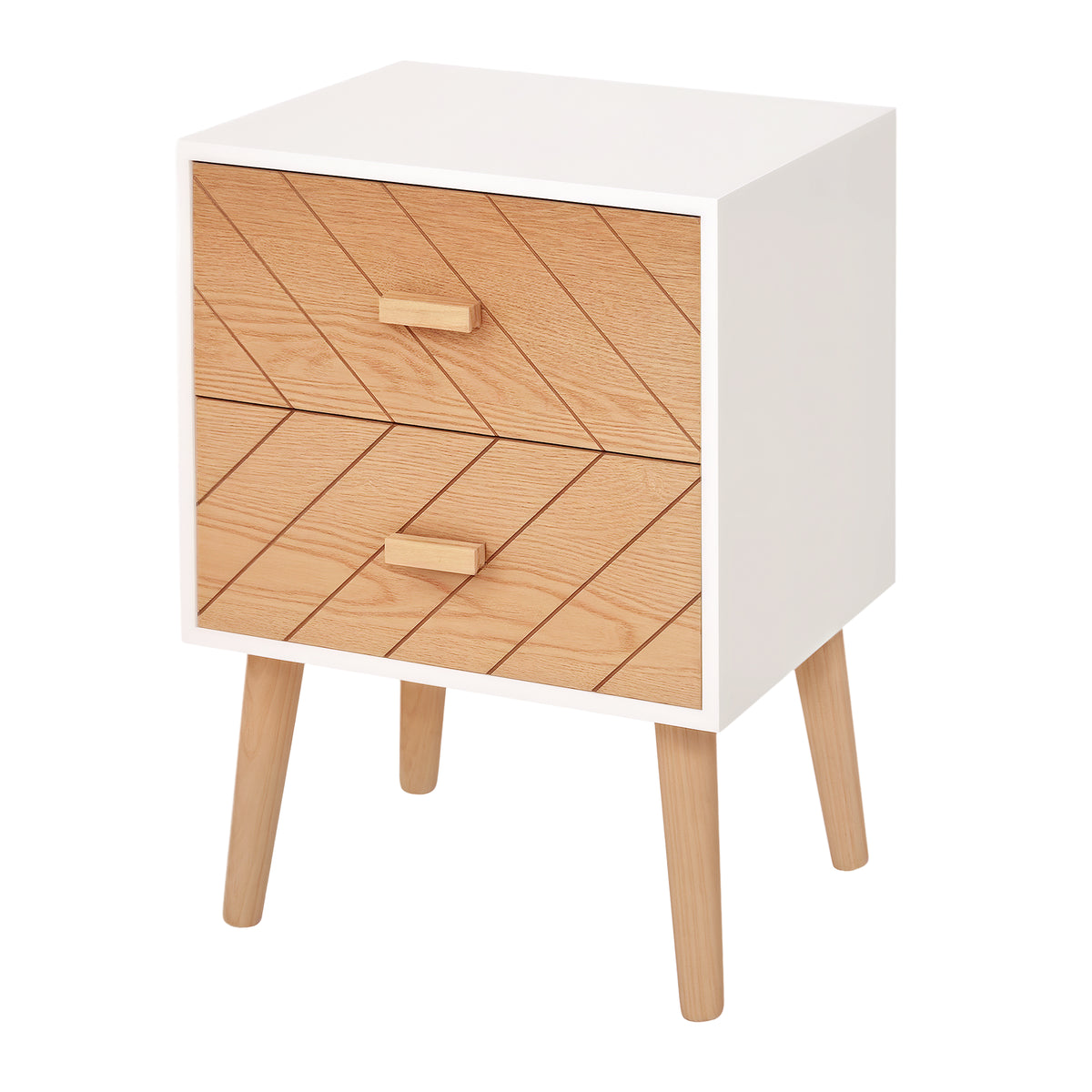 Table de chevet Chiffonnier Commode Meuble de Rangement avec 2 tiroirs Scandinave 40L x 30l x 56H cm en Bois-0