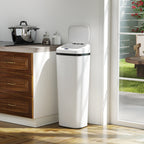 Poubelle cuisine automatique 50L en acier inoxydable, poubelle à capteur de mouvement sans contact, 33x25x84cm, blanc-9