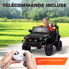 Voiture électrique enfants UTV avec télécommande 2,4G, 2 moteurs 12 V, musique, klaxon, lumières LED, 100x63x65cm, noir-6