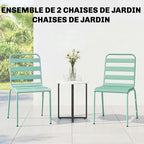 Lot de 2 Chaises de Jardin Empilables en Métal pour Terrasse, Balcon, Jardin, Vert-3