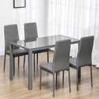 Ensemble table à manger avec 4 chaises, table de cuisine avec chaises en cuir synthétique, 120 x 70 x 75 cm, gris-1