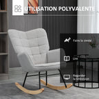 Fauteuil à bascule rocking chair revêtement bouclette structure en acier 71 x 98 x 101 cm Gris clair-5