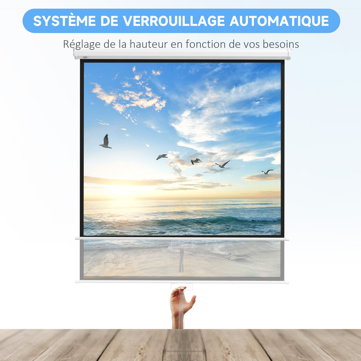 Écran de projection TV et Home Cinema de 99 Pouces vidéo projecteur 1:1 4K HD, 178L x 178H cm-3