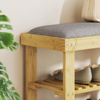 Banc à chaussures en bambou, étagère à chaussures à 3 niveaux, style scandinave, 60 x 29 x 49 cm, gris et bois naturel-8