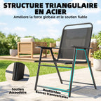 Lot de 4 chaises de jardin pliantes avec accoudoirs, chaises d'extérieur avec assise large en textilène, noir-7