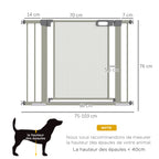 Barrière de sécurité pour animaux domestique fermeture automatique double verrouillage largeur 75-103 cm gris-2