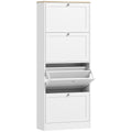 Meuble à chaussures 24 paires, armoire à chaussures avec 4 tiroirs rabattables, étagères réglables, 60x23,5x153cm, blanc-0