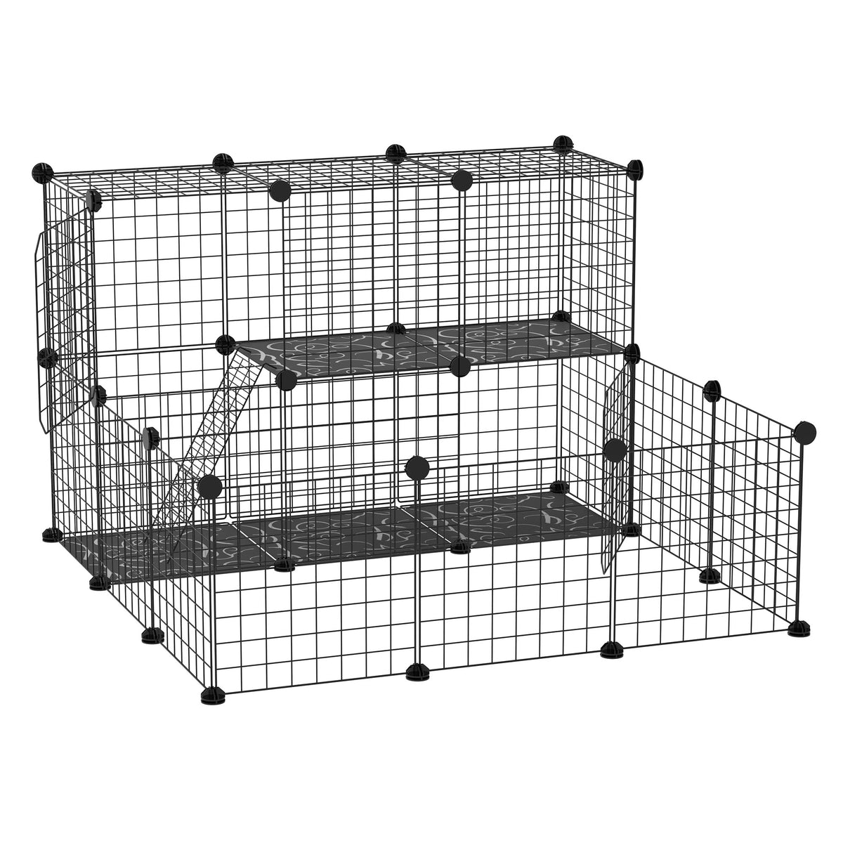 Enclos pour petits animaux parc pour chiot clôture pour animaux domestiques modulable DIY105 x 105 x 70 cm noir-0