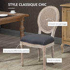 Lot de 4 chaises de Salle à Manger - Chaise de Salon médaillon Style Louis XVI - Bois Massif sculpté, patiné-3
